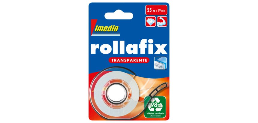Miniportarrollo imedio rollafix transparente para cinta 25 m x 19 mm