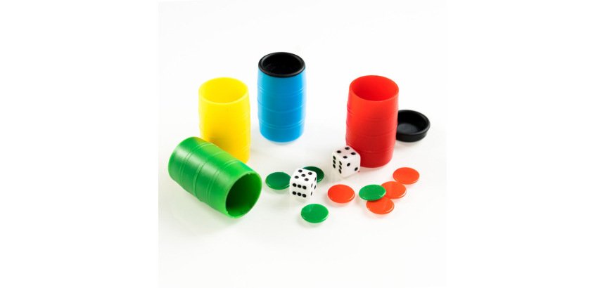 Cubilete parchis/oca fournier con dados y fichas para 4 jugadores