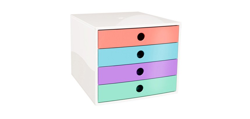 Fichero cajones de sobremesa exacompta filibox candy tidy 4 cajones colores surtidos 348x284x233 mm