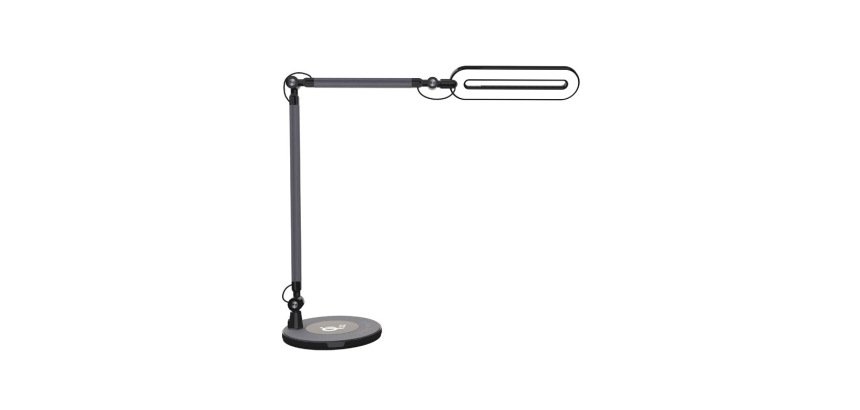 Lampara de escritorio maul led 3 niveles intensidad luz cabezal y brazo inclinable con carga inductiva qi color