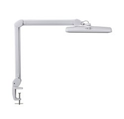 Lampara de escritorio maul led con pinza cabezal inclinable y giratorio color blanco