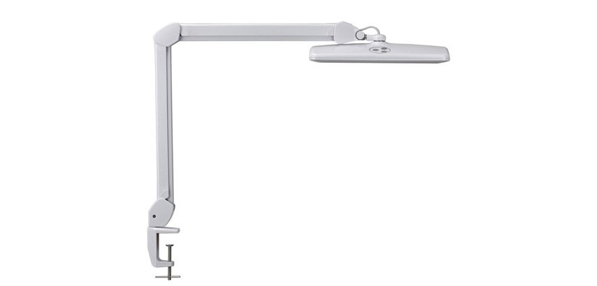 Lampara de escritorio maul led con pinza cabezal inclinable y giratorio color blanco