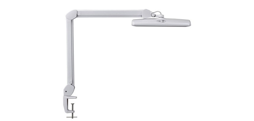 Lampara de escritorio maul led con pinza cabezal inclinable y giratorio color blanco