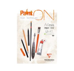 Bloc de dibujo multitecnicas clairefontaine paint on din a4 encolado 40 hojas 250 gr liso