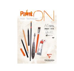 Bloc de dibujo multitecnicas clairefontaine paint on din a5 encolado 40 hojas 250 gr liso