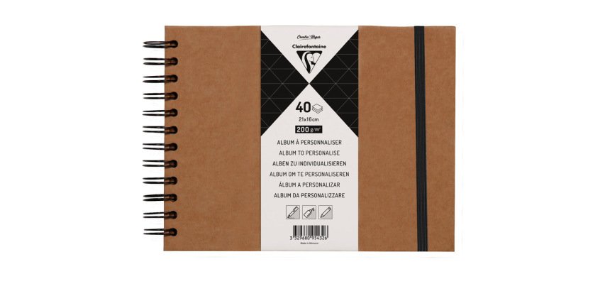 Album de fotos espiral clairefontaine tapa dura kraft 210x160 mm 40 hojas 200 g