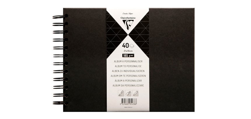Album de fotos espiral clairefontaine tapa dura negra 210x160 mm 40 hojas 185 g