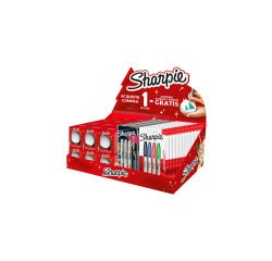 Rotulador sharpie fine colores basicos/metalizados expositor sobremesa de 24 blister + 24 bolas ceramica