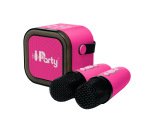 Altavoz de karaoke lexibook iparty portatil con 2 microfonos inalambricos color rosa