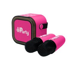Altavoz de karaoke lexibook iparty portatil con 2 microfonos inalambricos color rosa