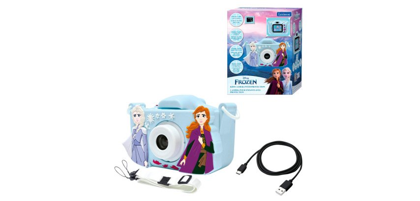 Camara de fotos infantil lexibook frozen con funda protectora y tarjeta sd 8gb
