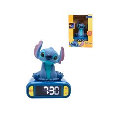 Reloj despertador digital lexibook 3d disney stitch con luz nocturna y efectos sonoros