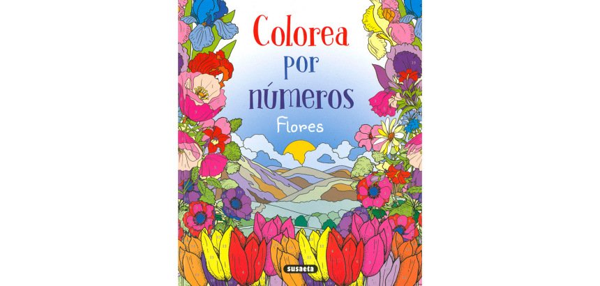Cuaderno de colorear susaeta flores colorear por numeros 64 paginas 21,5x25 cm