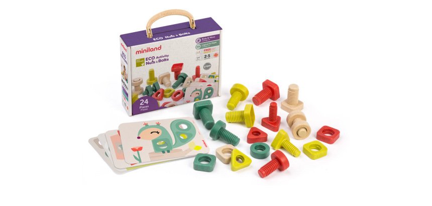 Juego didactico miniland eco activity nuts & bolts