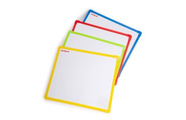 Pizarra blanca miniland metalica magnetica doble cara marco de plastico 300x260 mm set de 4 unidades
