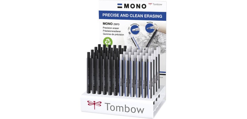 Portagomas tombow mono zero expositor de 48 unidades surtidas