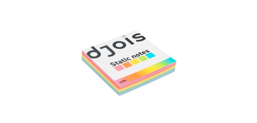 Bloc de notas electrostaticas quita y pon djois 75x75 mm 250 hojas 5 colores surtidos