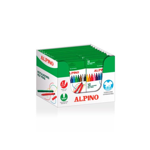 Rotulador alpino standard lote 12 cajas 12 colores surtidos + 6 cajas 24 colores surtidos (3 gratis)