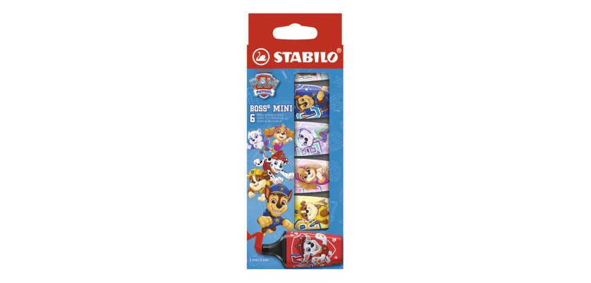 Rotulador stabilo boss fluorescente mini patrulla canina estuche de 6 unidades colores surtidos
