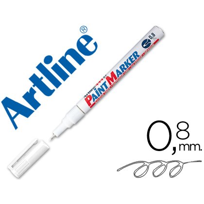 Rotulador artline marcador permanente ek-444 xf blanco punta redonda 0.8 mm metal caucho y plastico