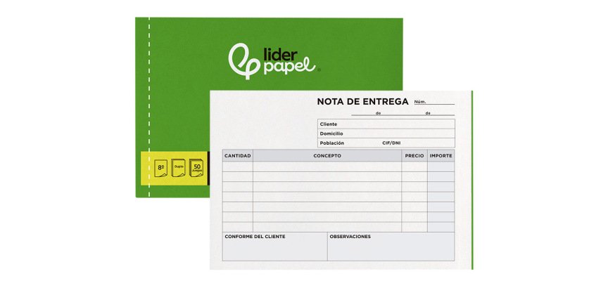 Talonario liderpapel entregas 8º original y copia t228 apaisado
