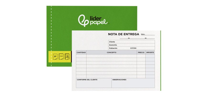 Talonario liderpapel entregas 8º original y copia t228 apaisado