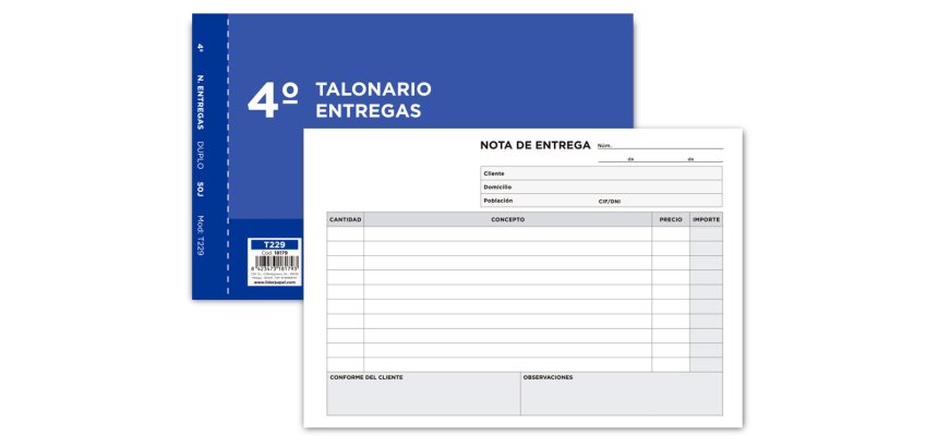 Talonario liderpapel entregas cuarto original y copia t229 apaisado