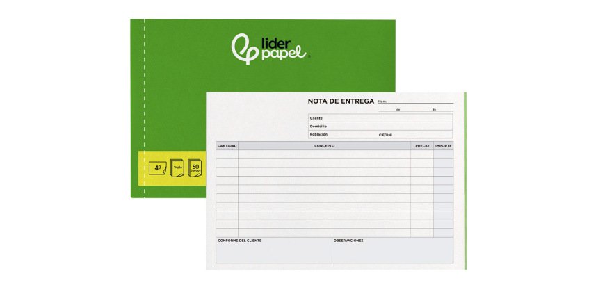 Talonario liderpapel entregas cuarto original y 2 copias t329 apaisado