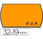 Etiquetas meto onduladas 32x19 mm pvp adh.2 fluor naranja rollo 1000 etiquetas