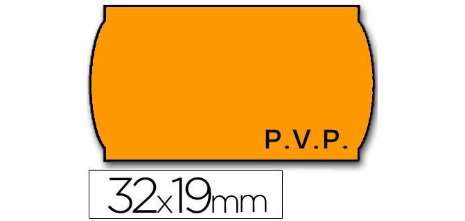 Etiquetas meto onduladas 32x19 mm pvp adh.2 fluor naranja rollo 1000 etiquetas