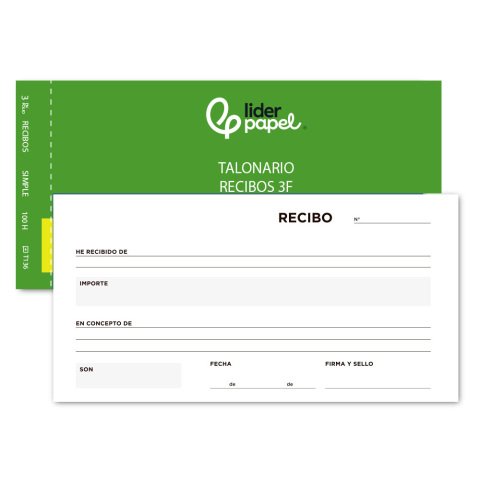 Talonario liderpapel recibos 3/fº original t136 sin matriz
