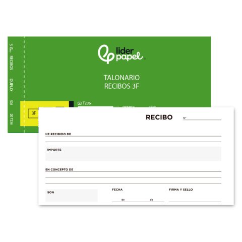 Talonario liderpapel recibos 3/fº original y copia t236 sin matriz