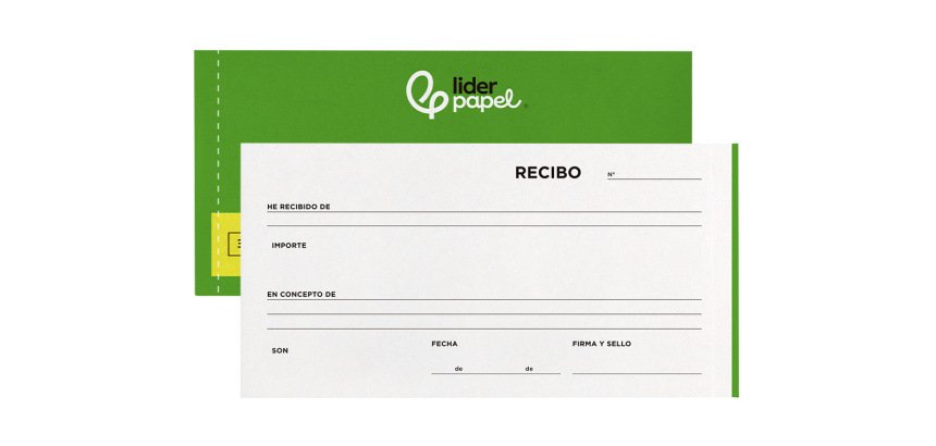 Talonario liderpapel recibos 3/fº apaisado original y 2 copias sin matriz