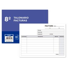 Talonario liderpapel facturas 8º original y copia t247 apaisado sin i.v.a