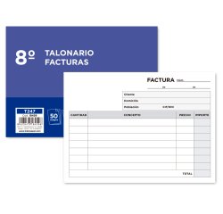 Talonario liderpapel facturas 8º original y copia t247 apaisado sin i.v.a