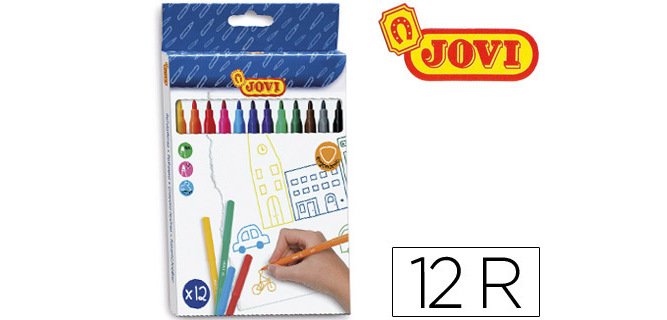 Rotulador jovi slim caja de 12 unidades colores surtidos