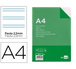 Recambio liderpapel folio 100 hojas 60gr pauta 5ª 2.5mm con margen 16 taladros