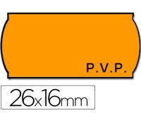 Etiquetas meto onduladas 26x16 mm pvp adh.2 fluor naranja rollo 1200 etiquetas