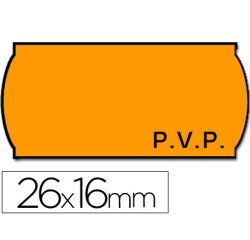 Etiquetas meto onduladas 26x16 mm pvp adh.2 fluor naranja rollo 1200 etiquetas