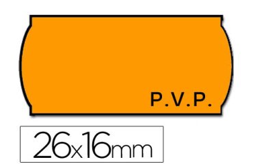Etiquetas meto onduladas 26x16 mm pvp adh.2 fluor naranja rollo 1200 etiquetas