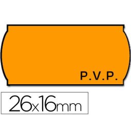 Etiquetas meto onduladas 26x16 mm pvp adh.2 fluor naranja rollo 1200 etiquetas