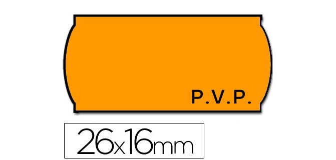 Etiquetas meto onduladas 26x16 mm pvp adh.2 fluor naranja rollo 1200 etiquetas