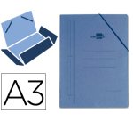 Carpeta liderpapel gomas tres solapas carton prespan a3 color azul