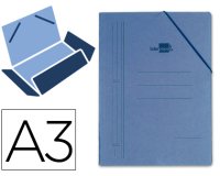 Carpeta liderpapel gomas tres solapas carton prespan a3 color azul