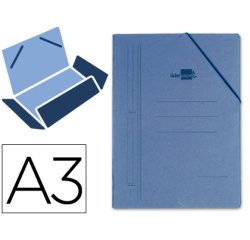 Carpeta liderpapel gomas tres solapas carton prespan a3 color azul
