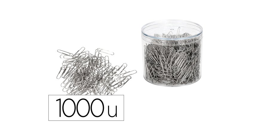 Clips niquelados q-connect nº2 33 mm cubilete de 1000 unidades