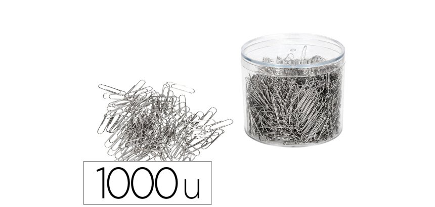 Clips niquelados q-connect nº2 33 mm cubilete de 1000 unidades