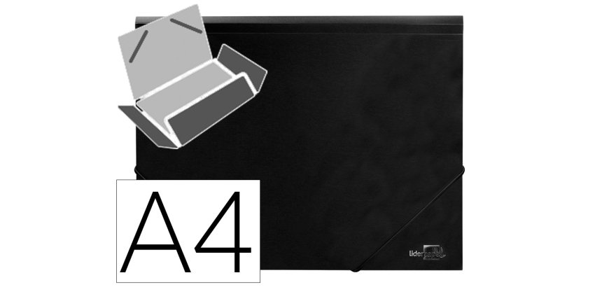 Carpeta liderpapel gomas tres solapas polipropileno din a4 color negro opaco