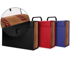 Maletin liderpapel con fuelle y asa carton forrado 19 departamentos 255x390x120 mm colores surtidos