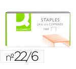 Grapas q-connect nº 22/6 24/6 cobreadas caja de 1000 unidades
